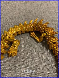 16 Inches Antique Chinese Brass WithGold-Plating Hand Made Dragon