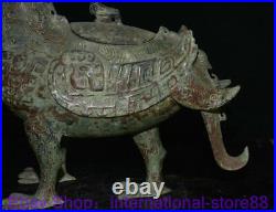 16 Old Chinese Bronze Ware Dynasty Palace Phoenix Dragon Elephant Zun Statue