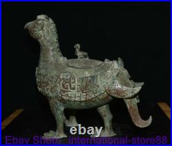 16 Old Chinese Bronze Ware Dynasty Palace Phoenix Dragon Elephant Zun Statue