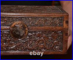 16 Old Chinese Huanghua Li Wood Dynasty Dragon Phoenix Jewelry Box