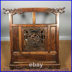 16 Old Chinese Huanghuali Wood Hand Carving Palace Phoenix Dragon Book Shelf