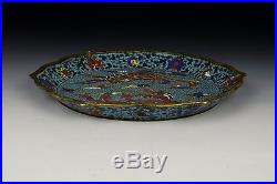 17th / 18th Century Antique Chinese Cloisonne Dish with Dragon & Phoenix