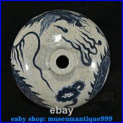 18.2'' Rare Ancient Chinese Blue And White Porcelain Dragon Flower Bottle Vase
