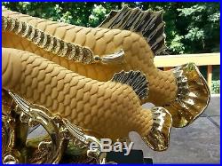 185L Chinese Feng Shui Lucky Double Dragon Arowana Fish statues