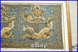 18th ANTIQUE CHINESE EMBROIDERY SILK PANEL QING DYNASTY DRAGON