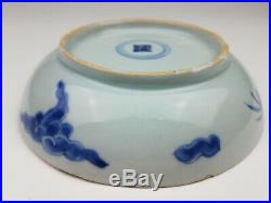 18th Chinese Kangxi Blue White Porcelain Dragon Shallow Bowl Dish with Mark