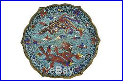 18th century Chinese Cloisonne Dish with Dragon & Phoenix