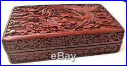 19 Century Chinese Carved Phoenix Dragon Cinnabar Lacquer Box