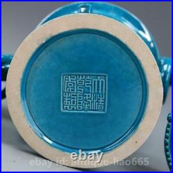 19 Chinese Porcelain Blue Glaze Dragon Head Pagoda Tower Incense Burner Censer