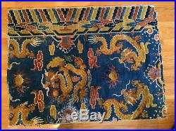 1900S Antique Chinese Handmade Rug With Dragons
