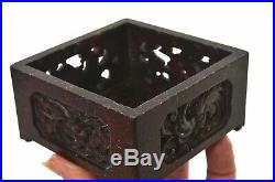 1930's Chinese Soapstone Carved Carving Dragon Phoenix Scholar Box 10 Seal Chops