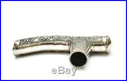1930's Chinese Sterling Silver Cane Handle Dragon Bamboo Calligraphy Mk 72 Gram