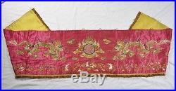 198x40 CM Antique Chinese Silk Embroidery Hanging Qing Dynasty Dragon