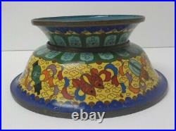 19th C. Chinese Cloisonne on Bronze 6.75 Colorful Dragon Bowl
