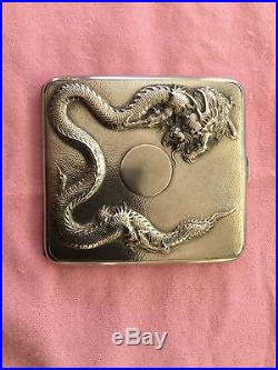 19th Century China Chinese Zeesung High Relief Dragon Export Silver Case Box