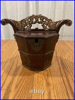 19th Century Chinese 24k Layered Wooden Basket Tea Pot Warmer Hand Made Dragon