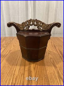 19th Century Chinese 24k Layered Wooden Basket Tea Pot Warmer Hand Made Dragon