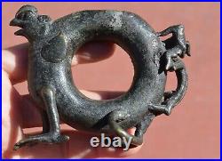 19th Century Chinese Bronze Dragon & Phoenix Scholar Water Dropper AS IS