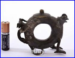 19th Century Chinese Bronze Dragon & Phoenix Scholar Water Dropper AS IS