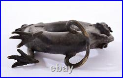 19th Century Chinese Bronze Dragon & Phoenix Scholar Water Dropper AS IS