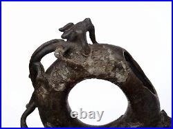 19th Century Chinese Bronze Dragon & Phoenix Scholar Water Dropper AS IS