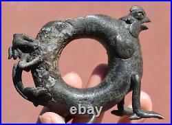 19th Century Chinese Bronze Dragon & Phoenix Scholar Water Dropper AS IS