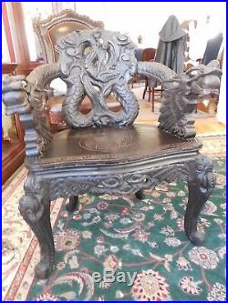 19th Century Hand Carved CHINESE'DRAGON' CHAIR