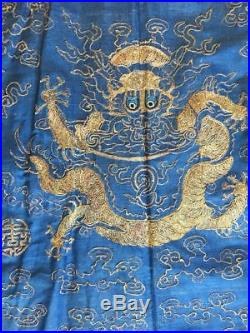 19th Century Qing Dynasty Antique Chinese Silk Kesi Robe Dragon Embroidered