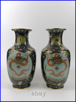 19th century Qing dynasty Chinese Cloisonne dragon vases a paire