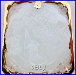2 14K Yellow Gold Pendant with Chinese Carved Dragon & Phoenix White JADEITE Jade