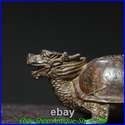 2.3 Old Chinese Bronze Gilt Feng Shui Inscription Dragon Turtle Animal Statue 2.3 Old Chinese Bronze Gilt Feng Shui Inscription Dragon Turtle Animal Statue