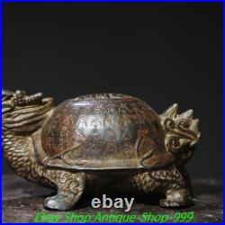 2.3 Old Chinese Bronze Gilt Feng Shui Inscription Dragon Turtle Animal Statue 2.3 Old Chinese Bronze Gilt Feng Shui Inscription Dragon Turtle Animal Statue