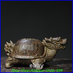 2.3 Old Chinese Bronze Gilt Feng Shui Inscription Dragon Turtle Animal Statue 2.3 Old Chinese Bronze Gilt Feng Shui Inscription Dragon Turtle Animal Statue