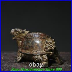 2.3 Old Chinese Bronze Gilt Feng Shui Inscription Dragon Turtle Animal Statue 2.3 Old Chinese Bronze Gilt Feng Shui Inscription Dragon Turtle Animal Statue