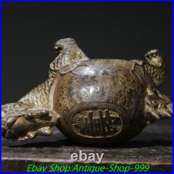 2.3 Old Chinese Bronze Gilt Feng Shui Inscription Dragon Turtle Animal Statue 2.3 Old Chinese Bronze Gilt Feng Shui Inscription Dragon Turtle Animal Statue