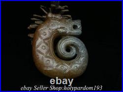2.4 Antique Chinese Shang Dynasty Hetian Jade Nephrite Dragon Hook Gou Pendant