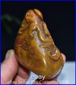 2.8 Chinese Natural Shoushan stone Carving Dragon Pixiu Beast Seal Signet