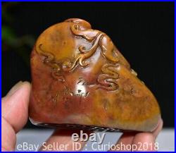 2.8 Chinese Natural Shoushan stone Carving Dragon Pixiu Beast Seal Signet