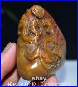 2.8 Chinese Natural Shoushan stone Carving Dragon Pixiu Beast Seal Signet