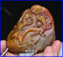 2.8 Chinese Natural Shoushan stone Carving Dragon Pixiu Beast Seal Signet