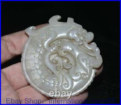 2.8 Rare Old Chinese Hetian Jade Dynasty Palace Carving Dragon Phoenix Yu Bi
