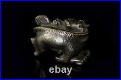 2 Antique Chinese Dragon Ram Bronze Scroll Weights Figural D114-15