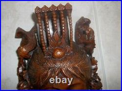 2 Antique Chinese Rosewood Hand Carved Masks Emperor Empress Dragons
