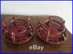 2 Matching Antique Vintage Chinese Porcelain Vases Bowls Planters Dragon & Bats