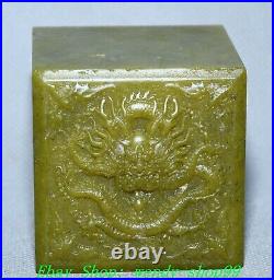 2 Old Chinese Dynasty Tianhuang Green Shoushan Stone Dragon Seal Signet Stamp