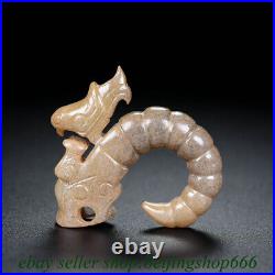 2 Old Chinese Hetian Jade Nephrite Hongshan Culture Dragon Hook Bird Pendant