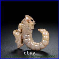 2 Old Chinese Hetian Jade Nephrite Hongshan Culture Dragon Hook Bird Pendant
