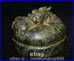 2 Rare Old Chinese Bronze Ware Dynasty Palace Unicorn Dragon Beast Statue