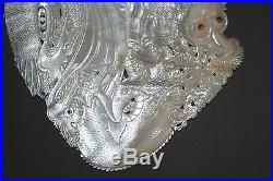 2 SUPERB ANTIQUE CHINESE CARVED MOTHER OF PEARL SHELLS PLAQUES FIGURAL DRAGON