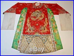 20th C. Republic Period Chinese Silk Embroidered Dragon Theater/Opera Robe